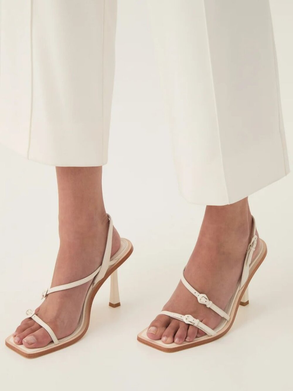 AJE Lorelai Strappy Buckle Heel - Color: Ivory - Size: EU 40 (US 9)